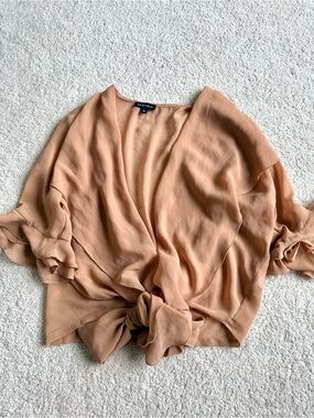 Women's Tie-Front Blouse in Peach